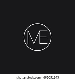 Minimal unique elegant clean connected circular shaped sports brands black and white color ME EM M E initial based letter icon logo.