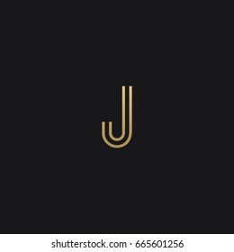 Minimal unique elegant clean geometric fashion brands black and gold color J initial based letter icon logo.