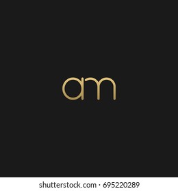 Minimal unique elegant connected business brands black and gold color AM MA A M initial based letter icon logo.