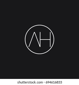 Minimal unique elegant connected circular shaped fashion brand black and white color AH HA A H initial based letter icon logo.