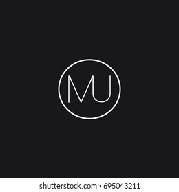 Minimal unique elegant connected circular shaped fashion brands black and white color MU UM M U initial based letter icon logo.