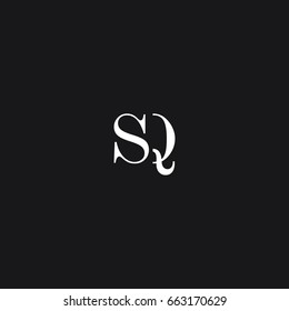 Minimal unique modern trendy connected business brands black and white color SQ S Q initial based letter icon logo.