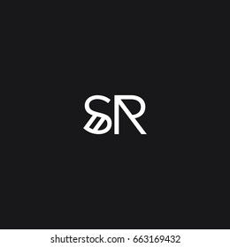 Minimal unique modern trendy fashion brands black and white color SR RS S R initial based letter icon logo.