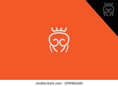 Mínimo y único Queen Bee Face o logotipo king ant de la línea, adecuado para una variedad de orientaciones de negocio.