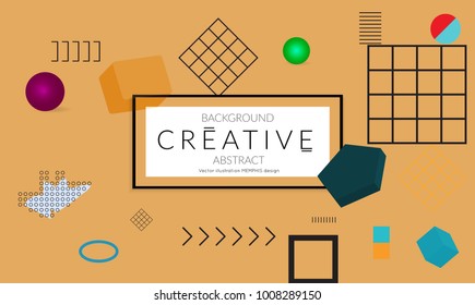 Minimal universal banner templates in Memphis style with 3D shapes. Futuristic retro 3D geometric design. Bright neon web banner layout.