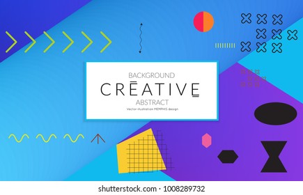 Minimal universal banner templates in Memphis style with 3D shapes. Futuristic retro 3D geometric design. Bright neon web banner layout.