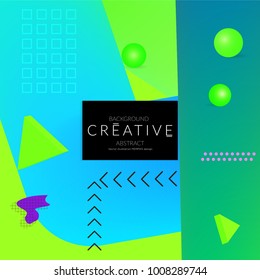 Minimal universal banner templates in Memphis style with 3D shapes. Futuristic retro 3D geometric design. Bright neon web banner layout.