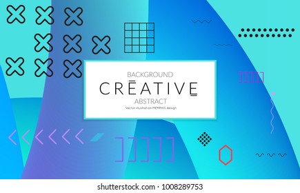 Minimal universal banner templates in Memphis style with 3D shapes. Futuristic retro 3D geometric design. Bright neon web banner layout.
