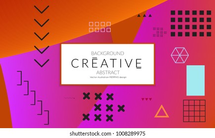Minimal universal banner templates in Memphis style with 3D shapes. Futuristic retro 3D geometric design. Bright neon web banner layout.