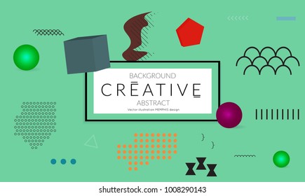 Minimal universal banner templates in Memphis style with 3D shapes. Futuristic retro 3D geometric design. Bright neon web banner layout.