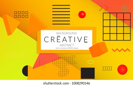 Minimal universal banner templates in Memphis style with 3D shapes. Futuristic retro 3D geometric design. Bright neon web banner layout.