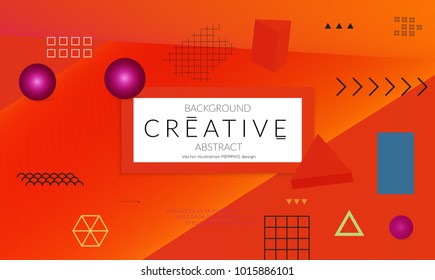 Minimal universal banner templates in Memphis style with 3D shapes. Futuristic retro 3D geometric design. Bright neon web banner layout.