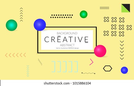 Minimal universal banner templates in Memphis style with 3D shapes. Futuristic retro 3D geometric design. Bright neon web banner layout.