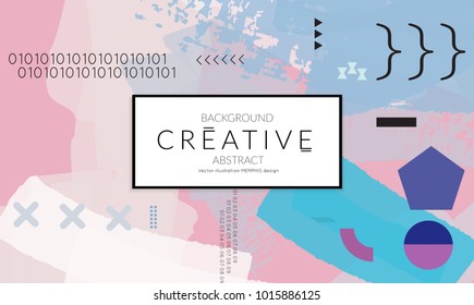 Minimal universal banner templates in Memphis style with abstract hand drawn doodles. Roughly drawn bright trendy textures. Bright neon web banner layout. Vector isolated