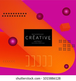 Minimal universal banner templates in Memphis style with 3D shapes. Futuristic retro 3D geometric design. Bright neon web banner layout.