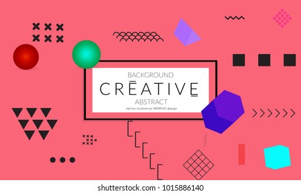 Minimal universal banner templates in Memphis style with 3D shapes. Futuristic retro 3D geometric design. Bright neon web banner layout.