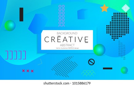 Minimal universal banner templates in Memphis style with 3D shapes. Futuristic retro 3D geometric design. Bright neon web banner layout.