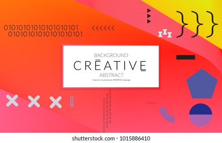 Minimal universal banner templates in Memphis style with 3D shapes. Futuristic retro 3D geometric design. Bright neon web banner layout.