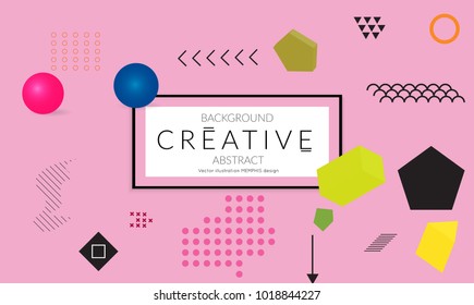 Minimal universal banner templates in Memphis style with 3D shapes. Futuristic retro 3D geometric design. Bright neon web banner layout.