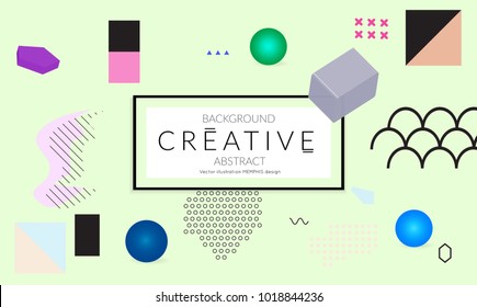 Minimal universal banner templates in Memphis style with 3D shapes. Futuristic retro 3D geometric design. Bright neon web banner layout.