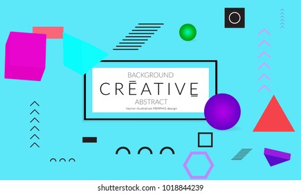 Minimal universal banner templates in Memphis style with 3D shapes. Futuristic retro 3D geometric design. Bright neon web banner layout.