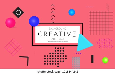 Minimal universal banner templates in Memphis style with 3D shapes. Futuristic retro 3D geometric design. Bright neon web banner layout.