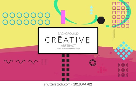 Minimal universal banner templates in Memphis style with 3D shapes. Futuristic retro 3D geometric design. Bright neon web banner layout.
