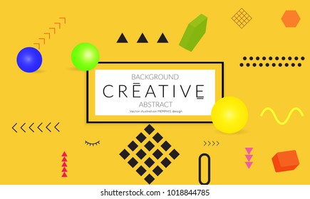 Minimal universal banner templates in Memphis style with 3D shapes. Futuristic retro 3D geometric design. Bright neon web banner layout.