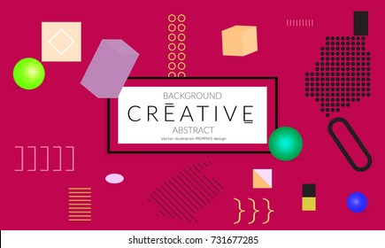 Minimal universal banner templates in Memphis style with 3D shapes. Futuristic retro 3D geometric design. Bright neon web banner layout.