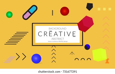 Minimal universal banner templates in Memphis style with 3D shapes. Futuristic retro 3D geometric design. Bright neon web banner layout.