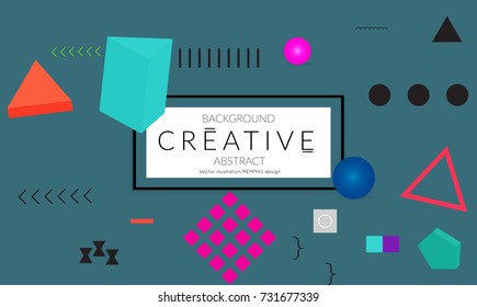 Minimal universal banner templates in Memphis style with 3D shapes. Futuristic retro 3D geometric design. Bright neon web banner layout.