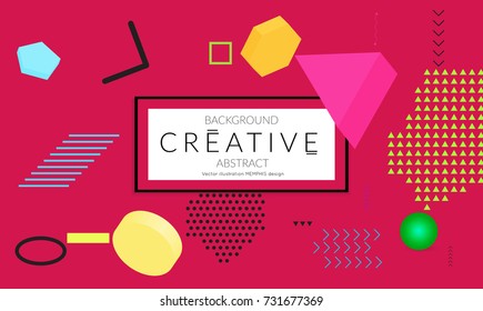 Minimal universal banner templates in Memphis style with 3D shapes. Futuristic retro 3D geometric design. Bright neon web banner layout.