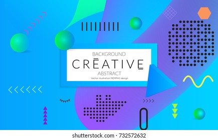 Minimal universal banner templates in Memphis style with 3D shapes. Futuristic retro 3D geometric design. Bright neon web banner layout.
