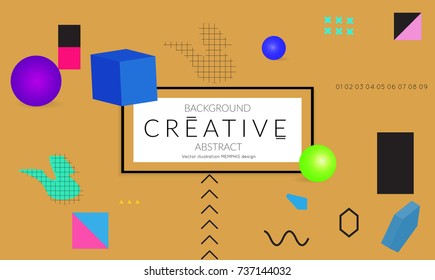 Minimal universal banner templates in Memphis style with 3D shapes. Futuristic retro 3D geometric design. Bright neon web banner layout.