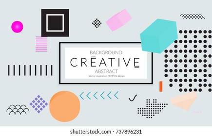 Minimal universal banner templates in Memphis style with 3D shapes. Futuristic retro 3D geometric design. Bright neon web banner layout.