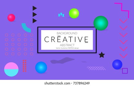 Minimal universal banner templates in Memphis style with 3D shapes. Futuristic retro 3D geometric design. Bright neon web banner layout.