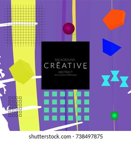Minimal universal banner templates in Memphis style with 3D shapes. Futuristic retro 3D geometric design. Bright neon web banner layout.