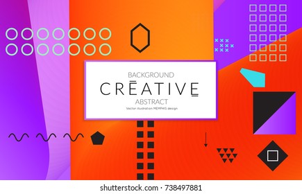 Minimal universal banner templates in Memphis style with 3D shapes. Futuristic retro 3D geometric design. Bright neon web banner layout.