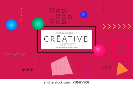 Minimal universal banner templates in Memphis style with 3D shapes. Futuristic retro 3D geometric design. Bright neon web banner layout.