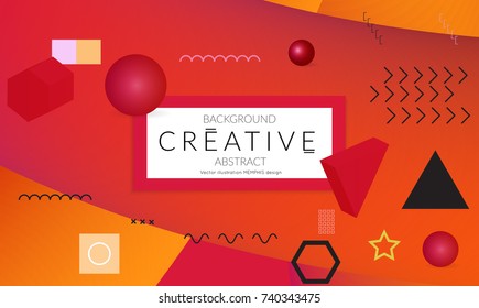 Minimal universal banner templates in Memphis style with 3D shapes. Futuristic retro 3D geometric design. Bright neon web banner layout.