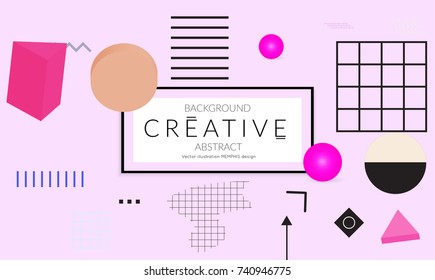 Minimal universal banner templates in Memphis style with 3D shapes. Futuristic retro 3D geometric design. Bright neon web banner layout.