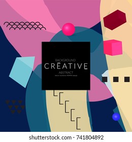 Minimal universal banner templates in Memphis style with 3D shapes. Futuristic retro 3D geometric design. Bright neon web banner layout.