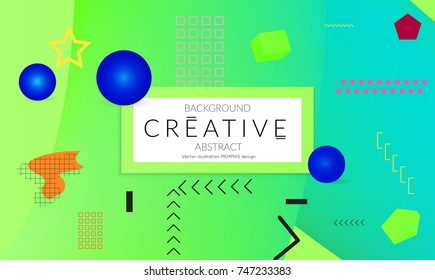 Minimal universal banner templates in Memphis style with 3D shapes. Futuristic retro 3D geometric design. Bright neon web banner layout.