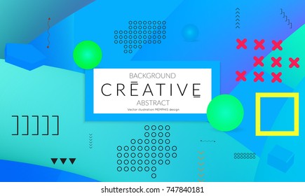 Minimal universal banner templates in Memphis style with 3D shapes. Futuristic retro 3D geometric design. Bright neon web banner layout.