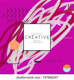 Minimal universal banner templates in Memphis style with abstract hand drawn doodles. Roughly drawn bright trendy textures. Bright neon web banner layout. Vector isolated
