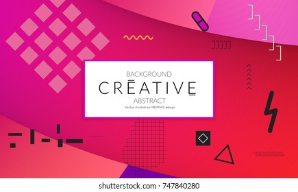 Minimal universal banner templates in Memphis style with 3D shapes. Futuristic retro 3D geometric design. Bright neon web banner layout.