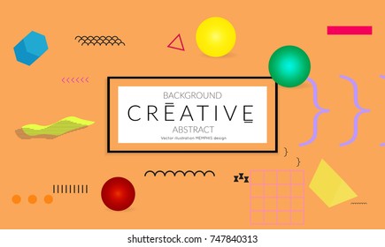 Minimal universal banner templates in Memphis style with 3D shapes. Futuristic retro 3D geometric design. Bright neon web banner layout.