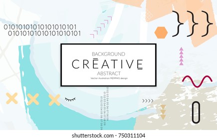 Minimal universal banner templates in Memphis style with abstract hand drawn doodles. Roughly drawn bright trendy textures. Bright neon web banner layout. Vector isolated