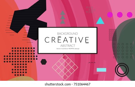 Minimal universal banner templates in Memphis style with 3D shapes. Futuristic retro 3D geometric design. Bright neon web banner layout.