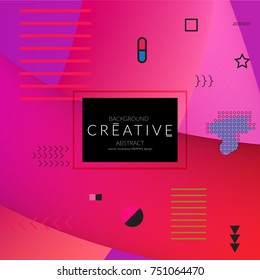Minimal universal banner templates in Memphis style with 3D shapes. Futuristic retro 3D geometric design. Bright neon web banner layout.